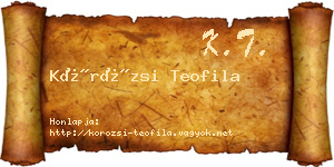Körözsi Teofila névjegykártya